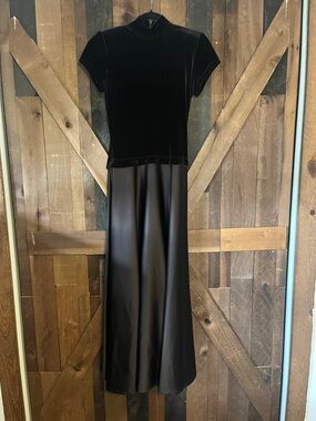 Women's Brown Velvet Top & Satin Maxi Dress